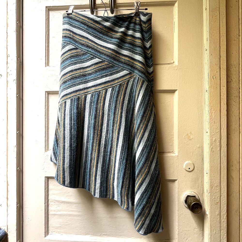 90s Y2K asymmetrical Skirt M Stripe Western Boho Country Ranch Stretch Festival